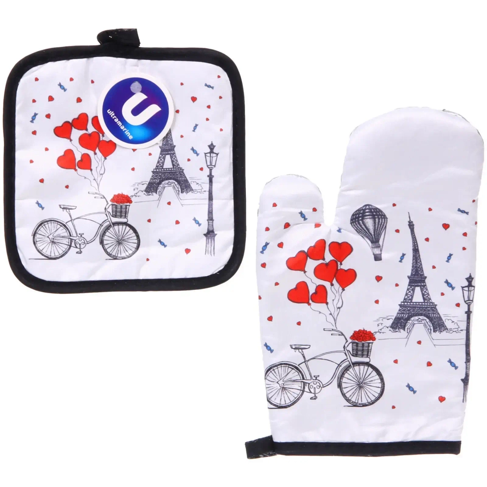 Прихватка в наборе с прихваткой-варежкой «Paris», 25,5*15,5 см и 17*17 см, микс