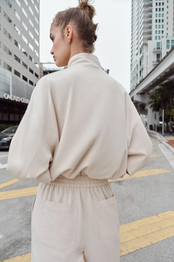 ZARA БОМБЕР С ВОРОТНИКОМ-СТОЙКОЙ, ЭКРЮ