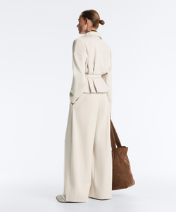 OYSHO Хлопковые широкие брюки-пике со складками, норка