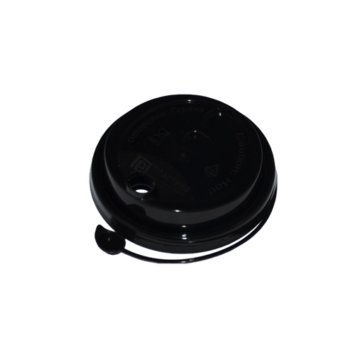 Крышка для стакана 250 мл с питейником(поводок) черная 50 шт 20/1000 ЛП