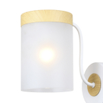 Настенный светильник 1x40Вт E14, металл/стекло, белый/дерево, матовый плафон