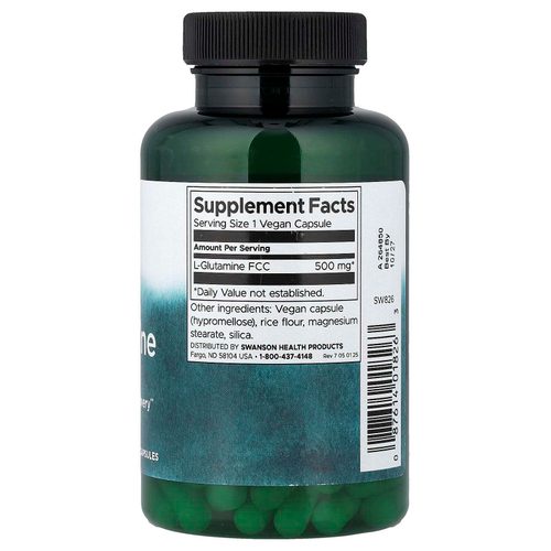 Swanson, L-глютамин, 500 мг, 100 капсул