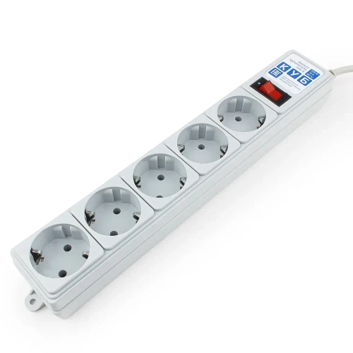 Фильтр-удлинитель Power Cube 5,0 м, 5 розеток, 10А/2,2 кВт, серый