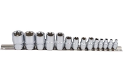 Набор торцевых головок RF-4158: 1/2"&1/4"&3/8"DR звездочка E4-24 14пр ROCKFORCE