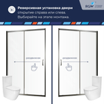 Душевая раздвижная дверь-купе в нишу PA-114Gr профиль серый (Прозрачное, 1700)