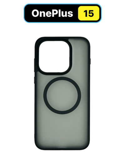 Чехол с Магсейф для OnePlus 15 прозрачный матовый с черным бортом WLONS