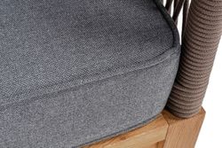 "Канны" диван 3-местный плетеный из роупа, основание дуб, роуп коричневый круглый, ткань темно-серая 027