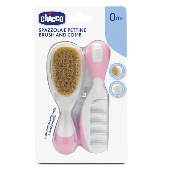 Расческа и щетка Chicco натуральн. (розовая)