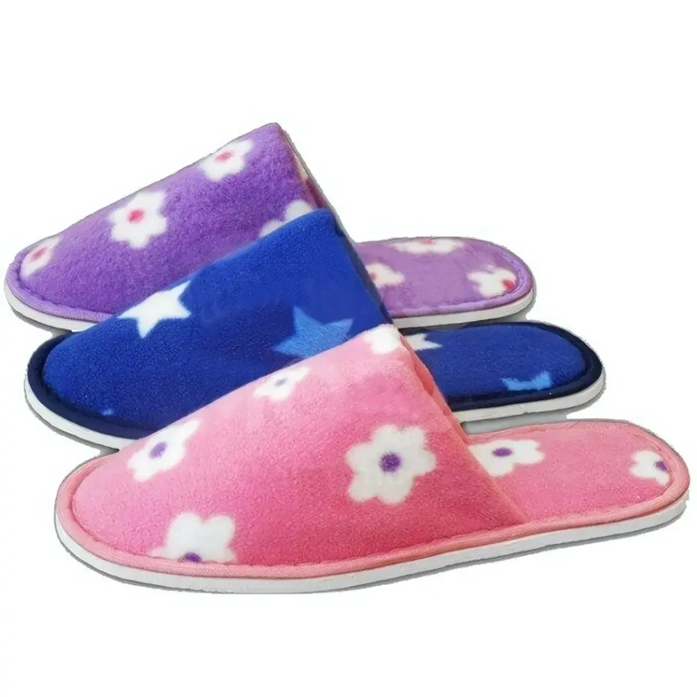 Тапочки домашние женские «Цветы и звёзды» верх флис, подклад-бязь 39р