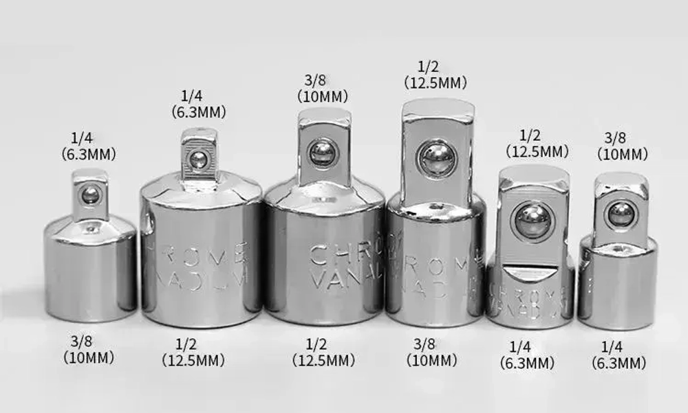 Набор переходников-адаптеров для головок 1/2, 3/8 и 1/4" 6 предмета