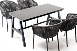 "Рио" обеденная группа на 4 персоны, стол HPL "серый гранит", цвет серый