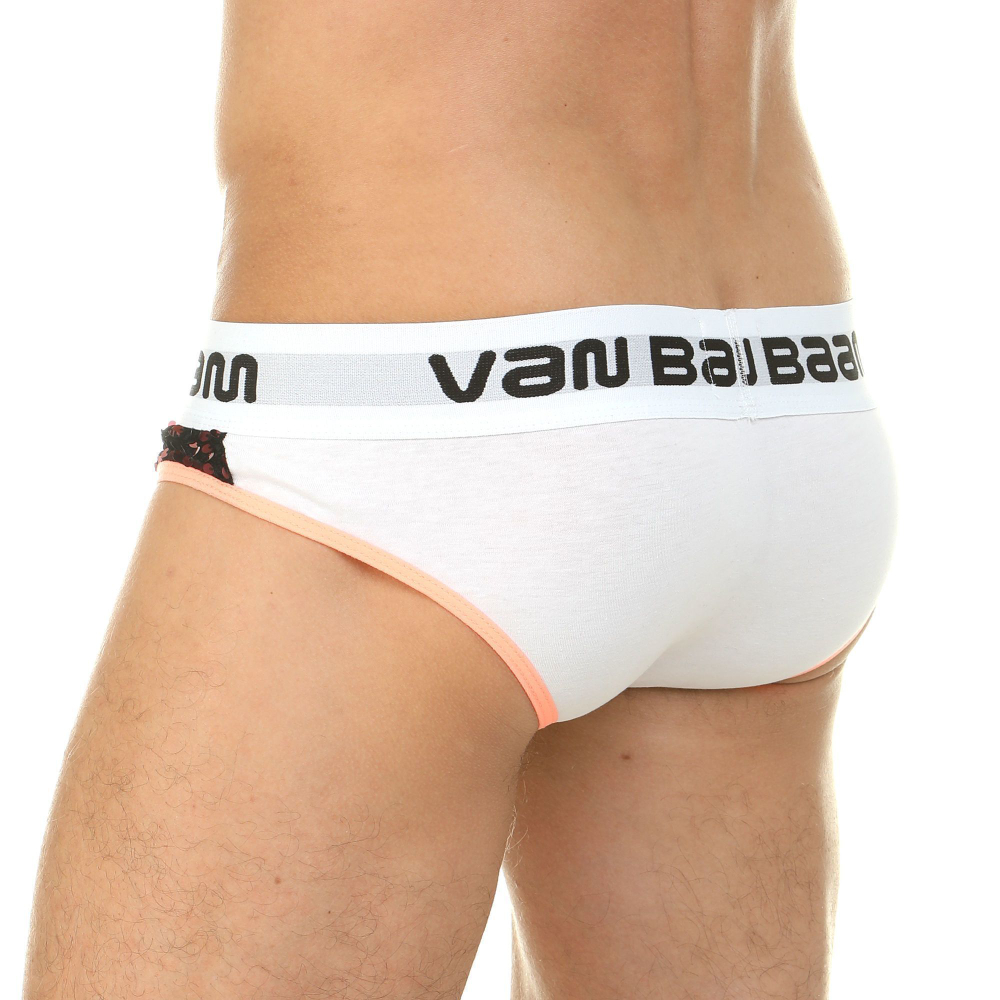 Белые трусы-слипы с красными пайетками (Размер: S) (Цвет: красный)