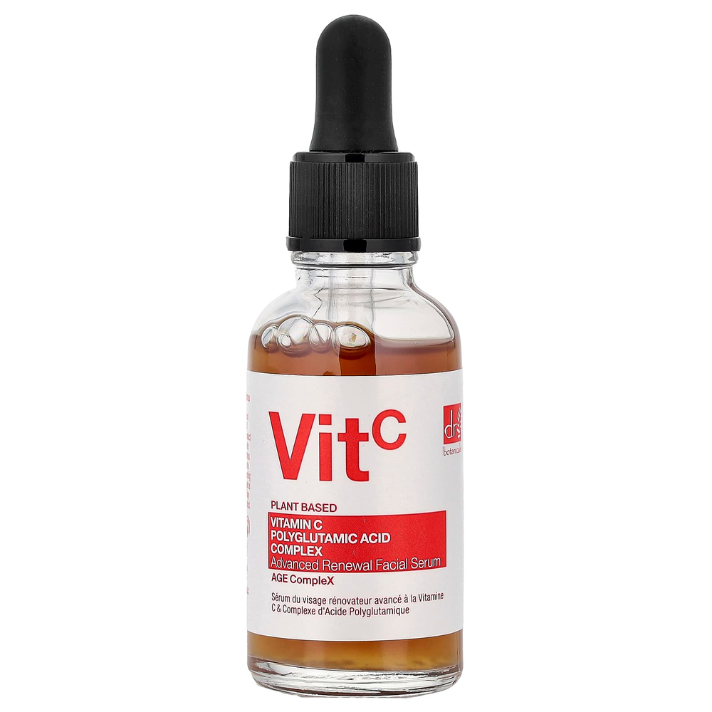 Dr. Botanicals, Комплекс с витамином C и полиглутаминовой кислотой, обновляющая сыворотка для лица, 30 мл (1,01 жидк. Унции)