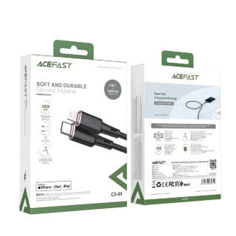 C2-01 USB-C to Lightning zinc alloy silicone charging data cable