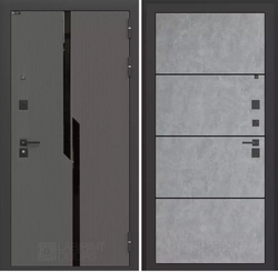 Входная металлическая дверь CARBON (Карбон) 25 Бетон светлый, черный молдинг / Графит Лофт