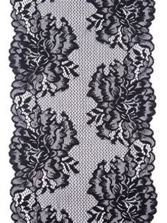 60 Кружево эластичное 18,5 см, Италия, черный 170