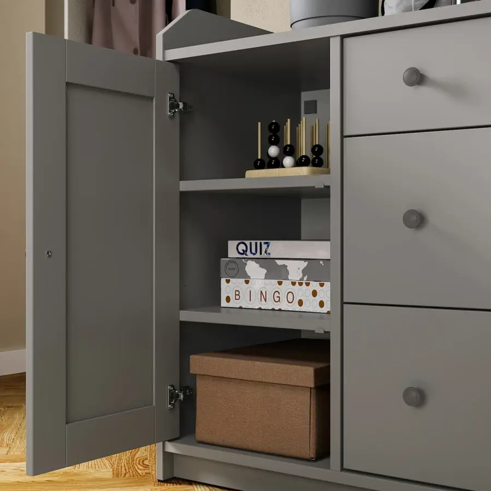 Шкаф - HAUGA IKEA/ХАУГА ИКЕА, 46х210х199 см, серый