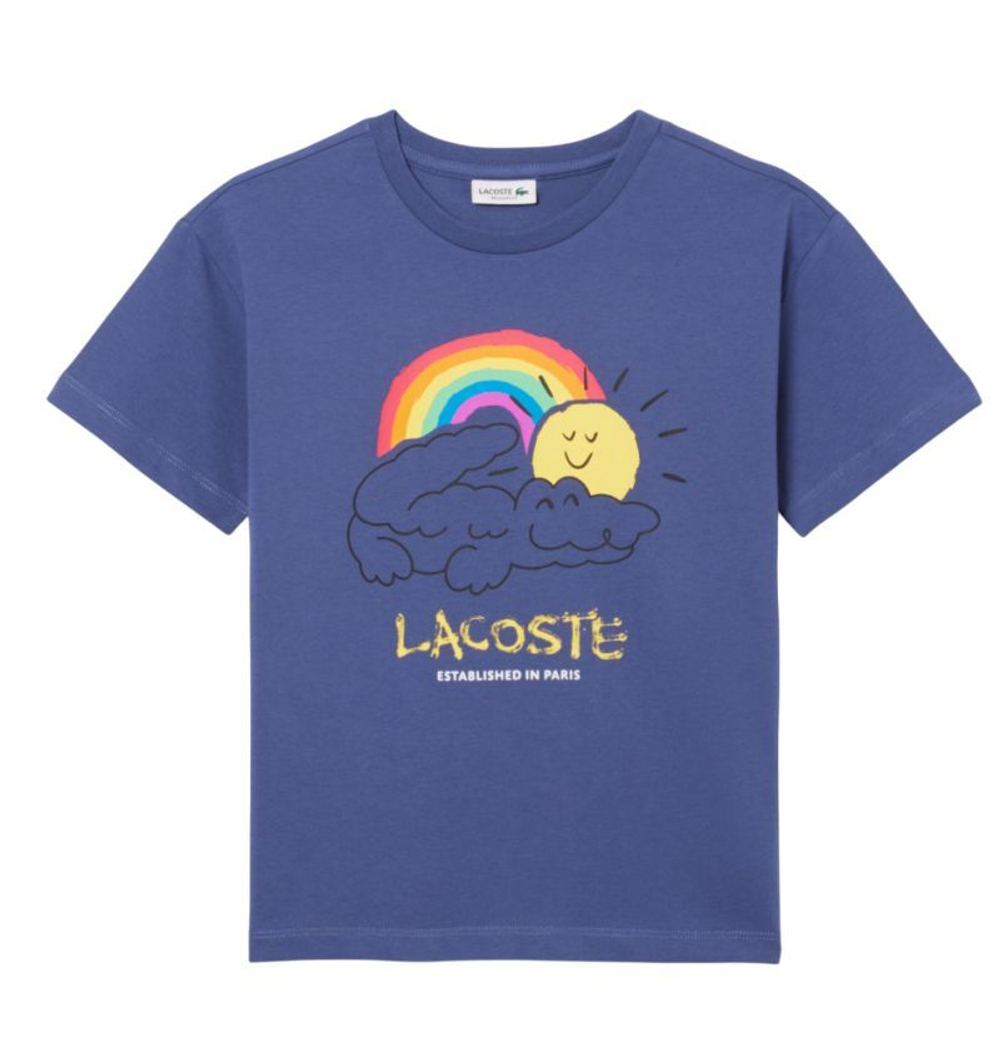 Футболка для мальчика теннисная Lacoste Printed Cotton - небесный