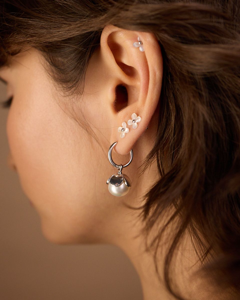 Моносерьга Цветочная Жемчужина