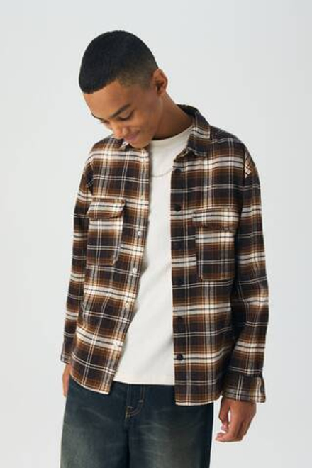 H&M Рубашка из хлопковой фланели, коричневый
