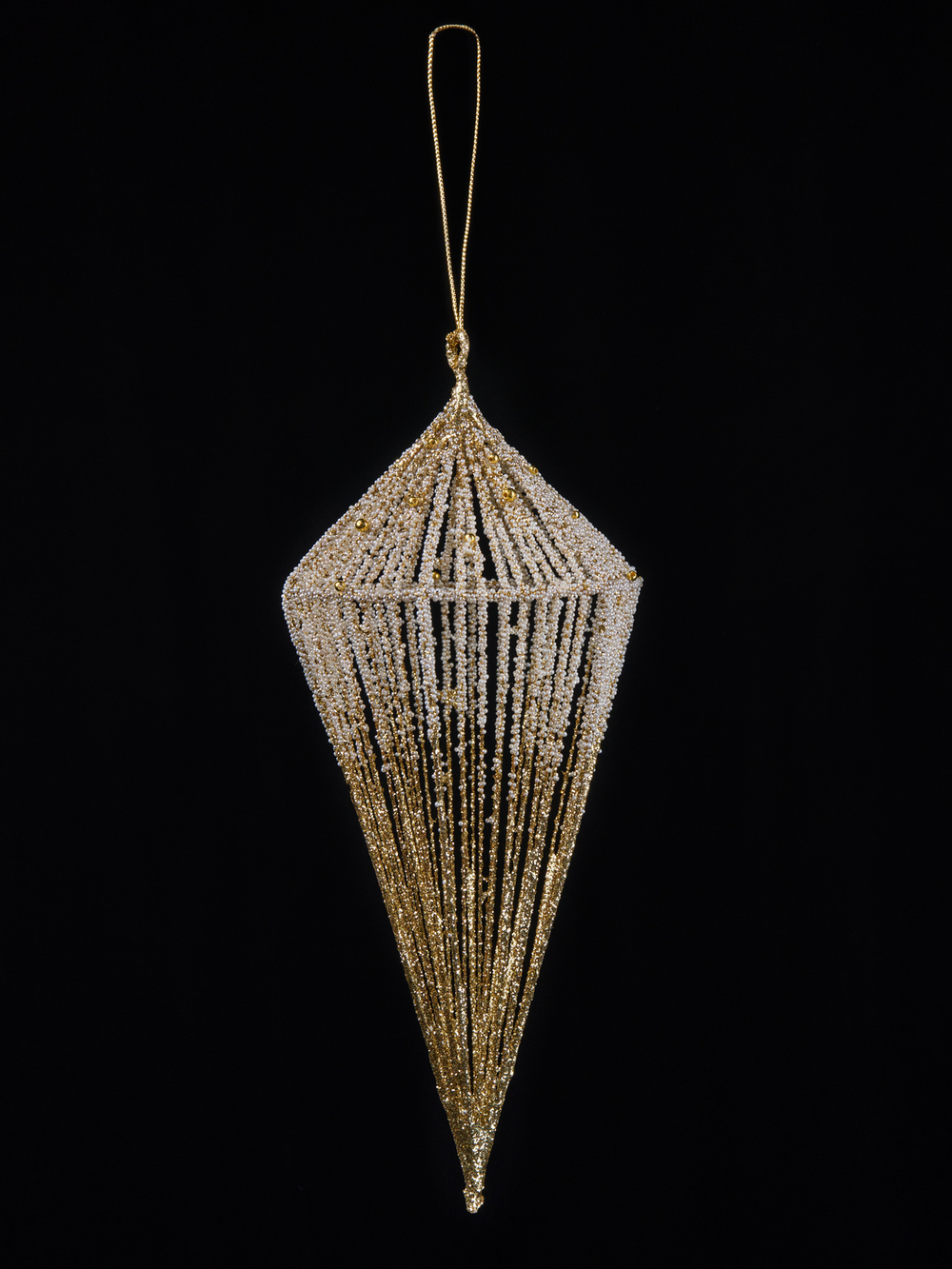 Елочная игрушка Кристал 11х23см ChristmasDeLuxe перламутровый с золотом