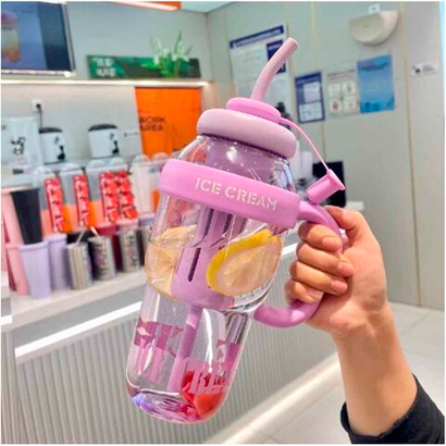 Бутылка с трубочкой 1300мл (фиолетовая)