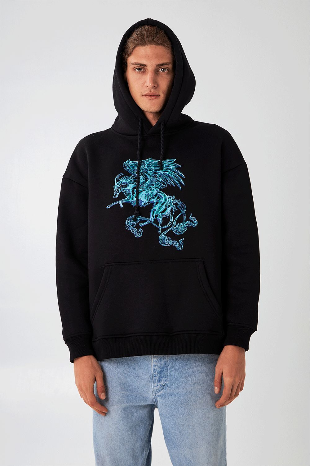 Худи Helgi Ingvarr ЗМЕЙ-ОГНЕННЫЙ ВОЛК Черный