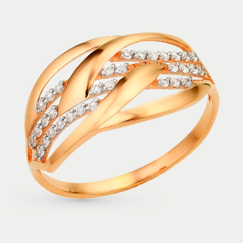 Кольцо из розового золота 585 пробы с фианитами для женщин (арт. 70086800)