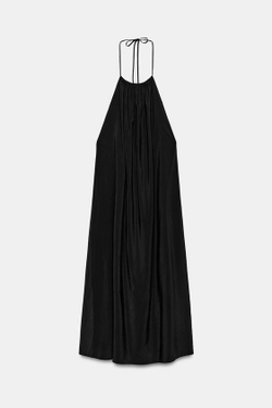 ZARA СВОБОДНОЕ ПЛАТЬЕ С ГОРЛОВИНОЙ ХАЛТЕР, ЧЕРНЫЙ