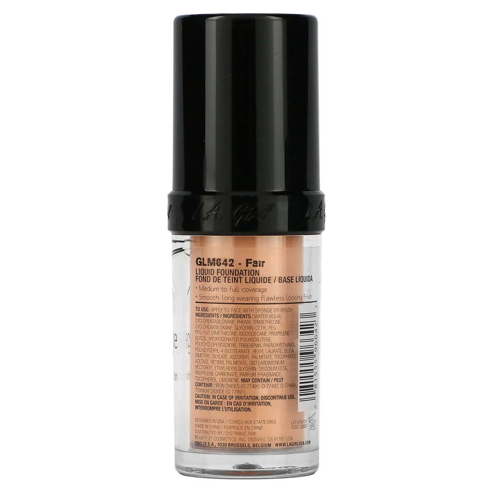 L.A. Girl, PRO.coverage HD Illuminating Foundation, GLM642 Fair, 28 мл (0,95 жидк. унц.)