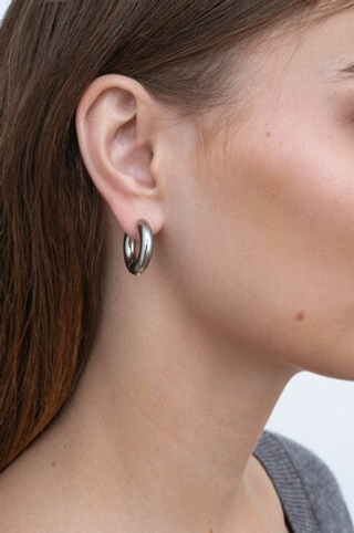 Серьги-кольца объёмные 12 мм /silver tone/