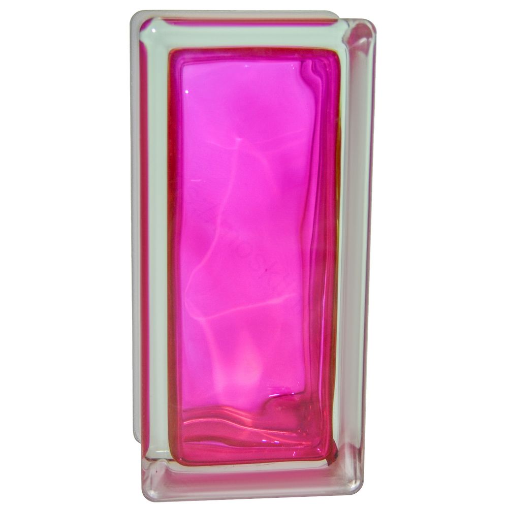 Стеклоблок Vitrablok Половинка Малиновый Волна 19x9x8 - окрашенный внутри