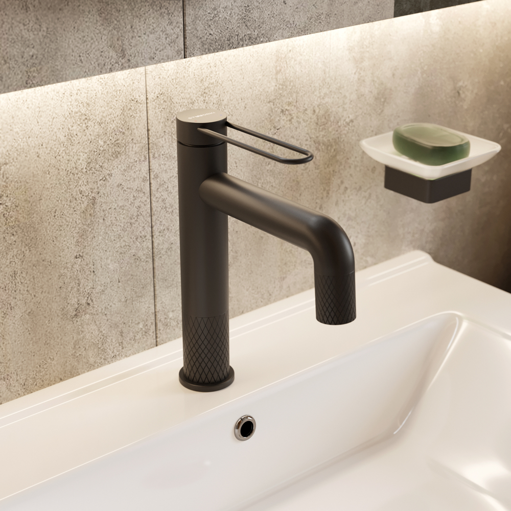 Смеситель для раковины STWORKI Левангер S07010BK матовый черный