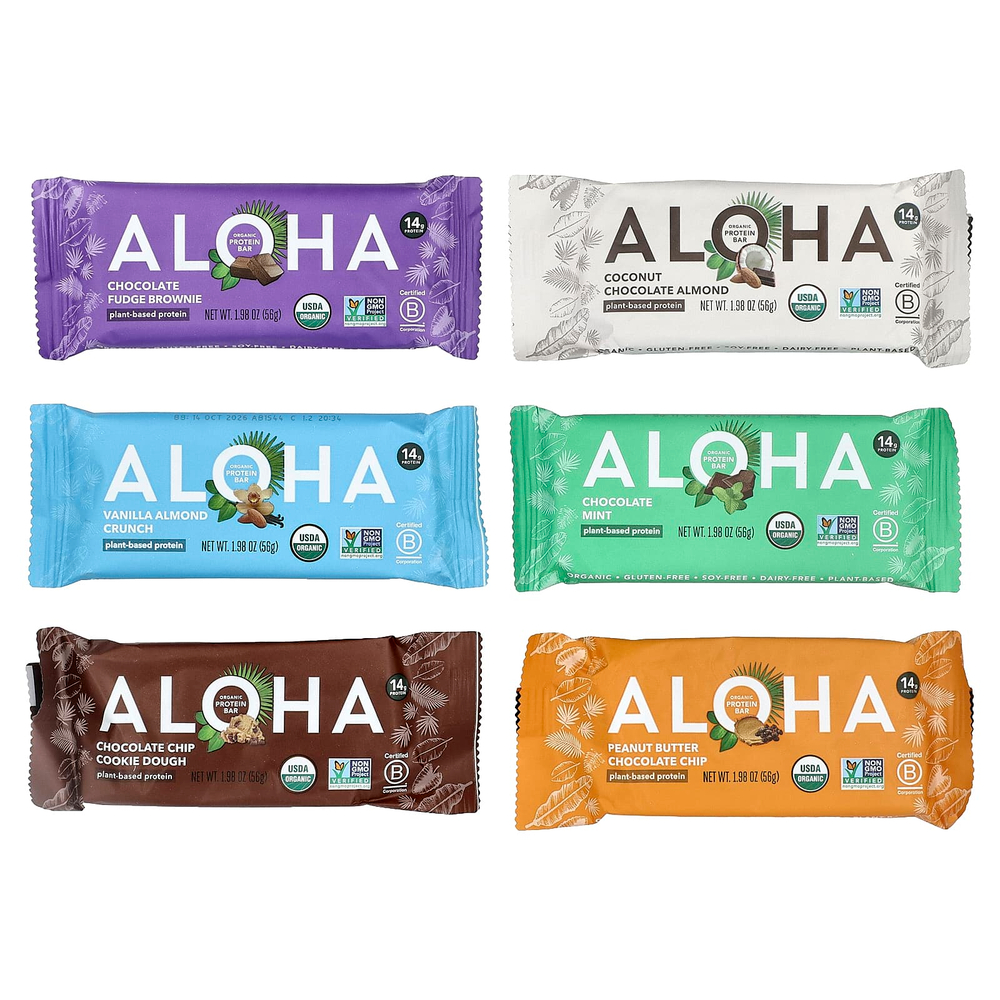 Aloha, Organic Protein Bars, Sampler Pack, 12 Bars, 1.98 oz (56 g) Each