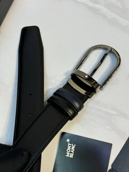 Двусторонний ремень Montblanc из кожи черного цвета 35мм