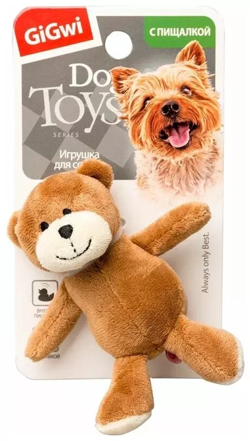 GiGwi Игрушка для собак Мишка с пищалкой/ткань