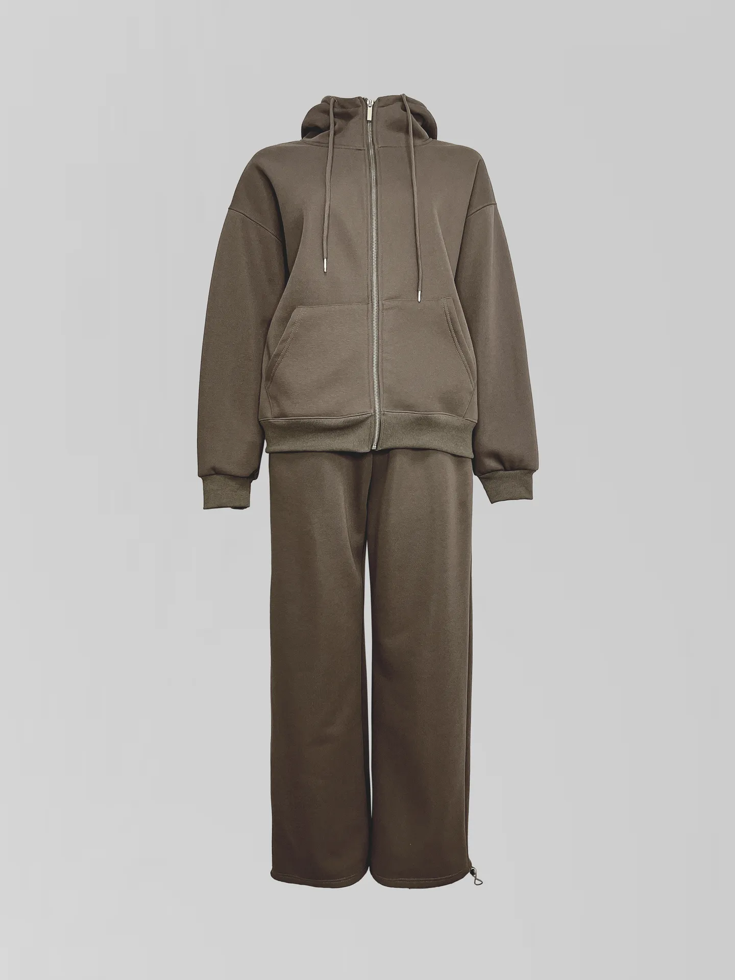 Спортивный костюм-тройка 23367 из зип-кофты, прямых штанов на кулиске и жилета