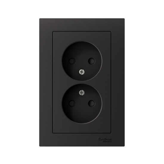 Розетка 2-м СП AtlasDesign 16А IP20 без заземл. защ. шторки в сборе карбон SE ATN001022