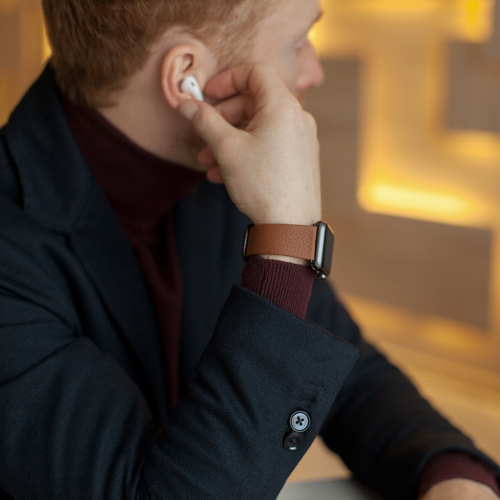 Ремешок для Apple Watch 40/41/42 mm из кожи теленка, цвета карамель