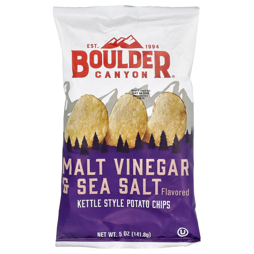 Boulder Canyon, картофельные чипсы, солодовый уксус и морская соль, 141,8 г (5 унций)