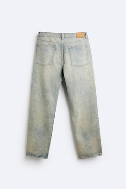 ZARA ДЖИНСЫ STRAIGHT-LEG, ЗЕЛЕНОВАТО-СИНИЙ