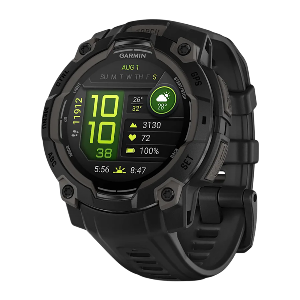 Спортивные часы Garmin Instinct 3, 45 мм, AMOLED, чёрный силиконовый ремешок Чёрный безель, AMOLED-дисплей. Ремешок с классической застёжкой — на запястье обхватом 137–204 мм