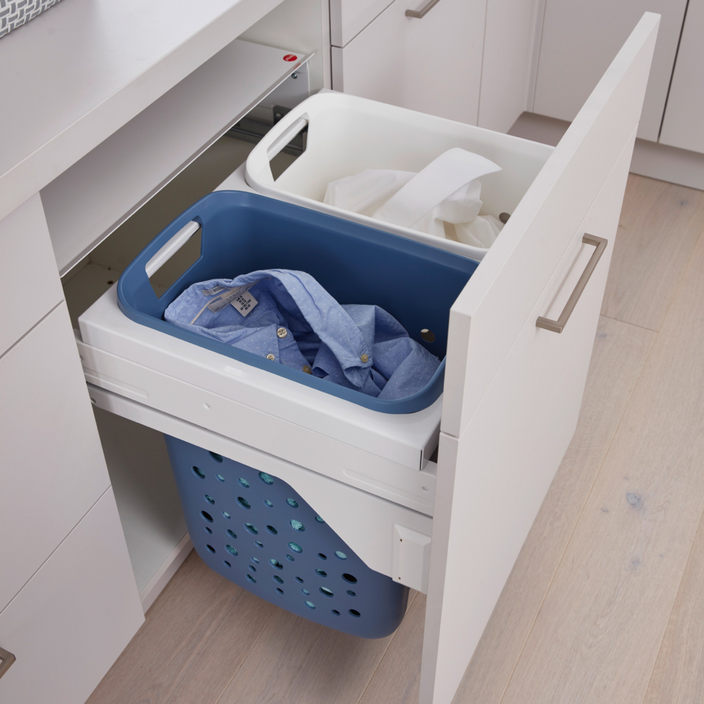 Hailo Система хранения белья LAUNDRY CARRIER 66 л, выдвижной фасад 600 мм, белый/синий