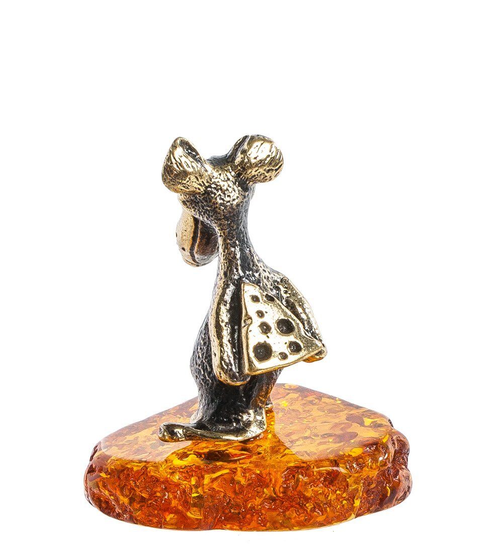 Народные промыслы AM-1115 Фигурка «Крыса жадина» (латунь, янтарь)