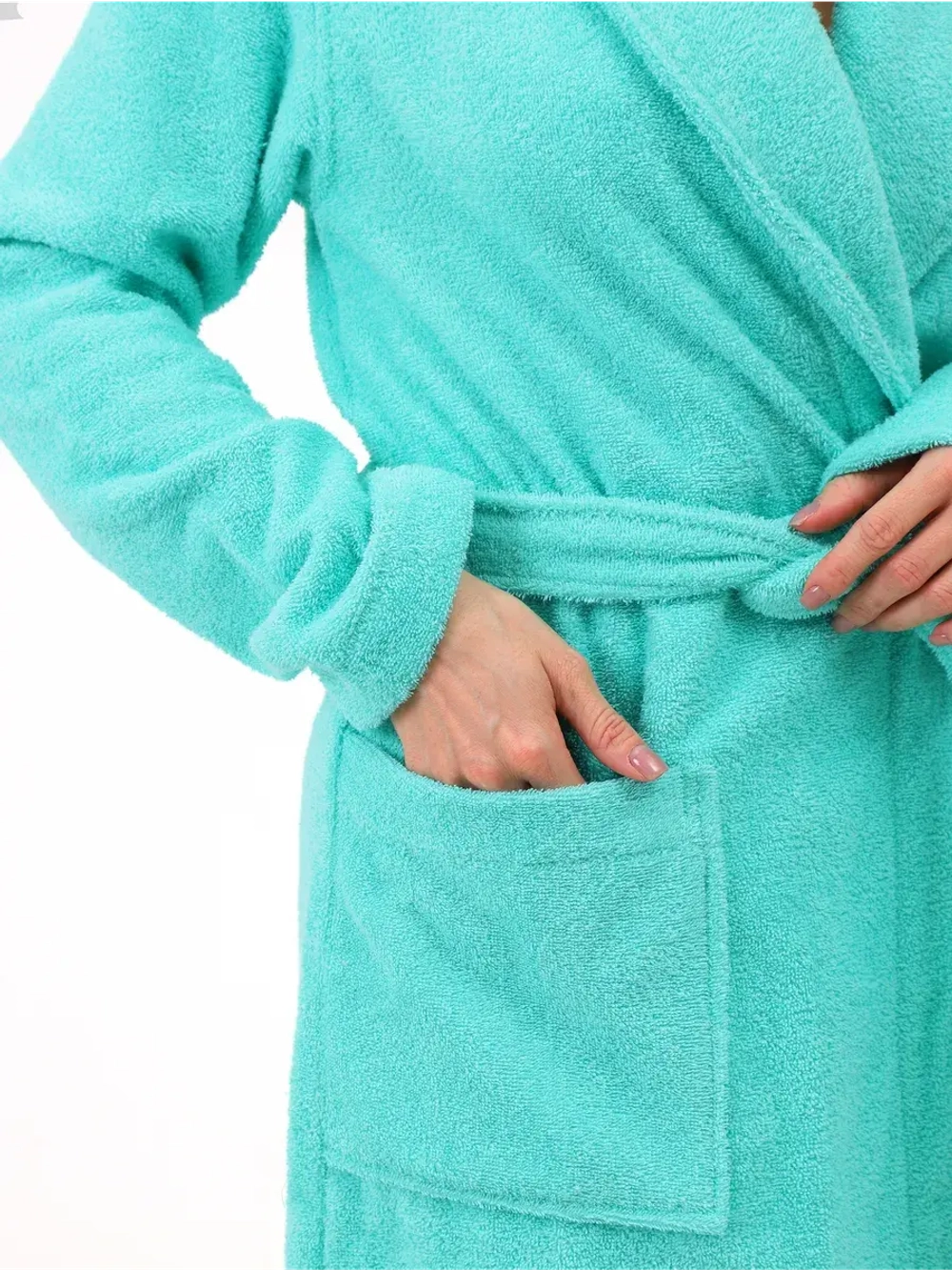 Халат женский махровый "Элит" с воротником шалькой, цвет: 501-Мятный