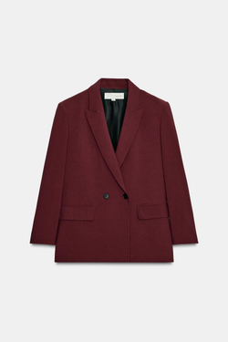 ZARA ДВУБОРТНЫЙ БЛЕЙЗЕР ОВЕРСАЙЗ, БУРГУНДИ