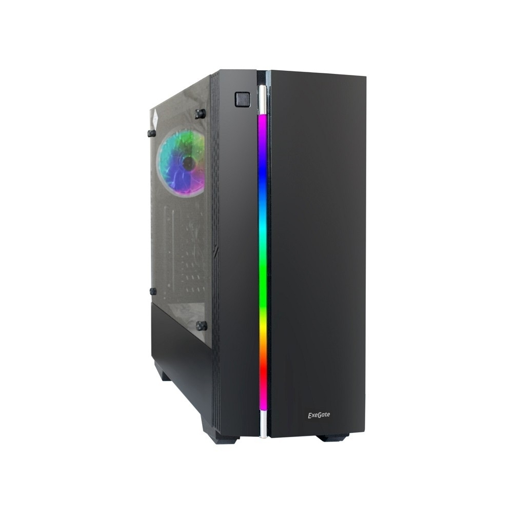 Exegate EX283743RUS Корпус Miditower EVO-9201 Black-RGB light, ATX, &lt;700NPX&gt;, с окном, 2*USB+1*USB3.0, HD Audio