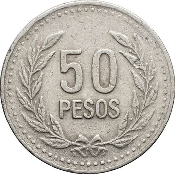 50 песо 1989-2009 Колумбия
