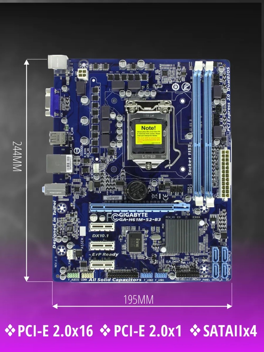 Материнская плата Socket LGA1155 GIGABYTE GA-H61M-S2-B3 DDR3