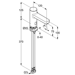 Смеситель для раковины  Kludi Zenta E 3810005 сенсорный схема